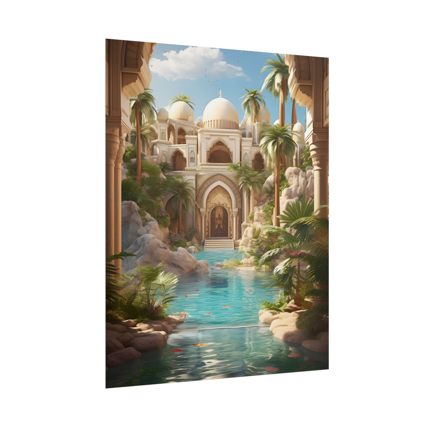 Serene Desert Oasis: Arabian Nights-Inspired Artwork - Poster