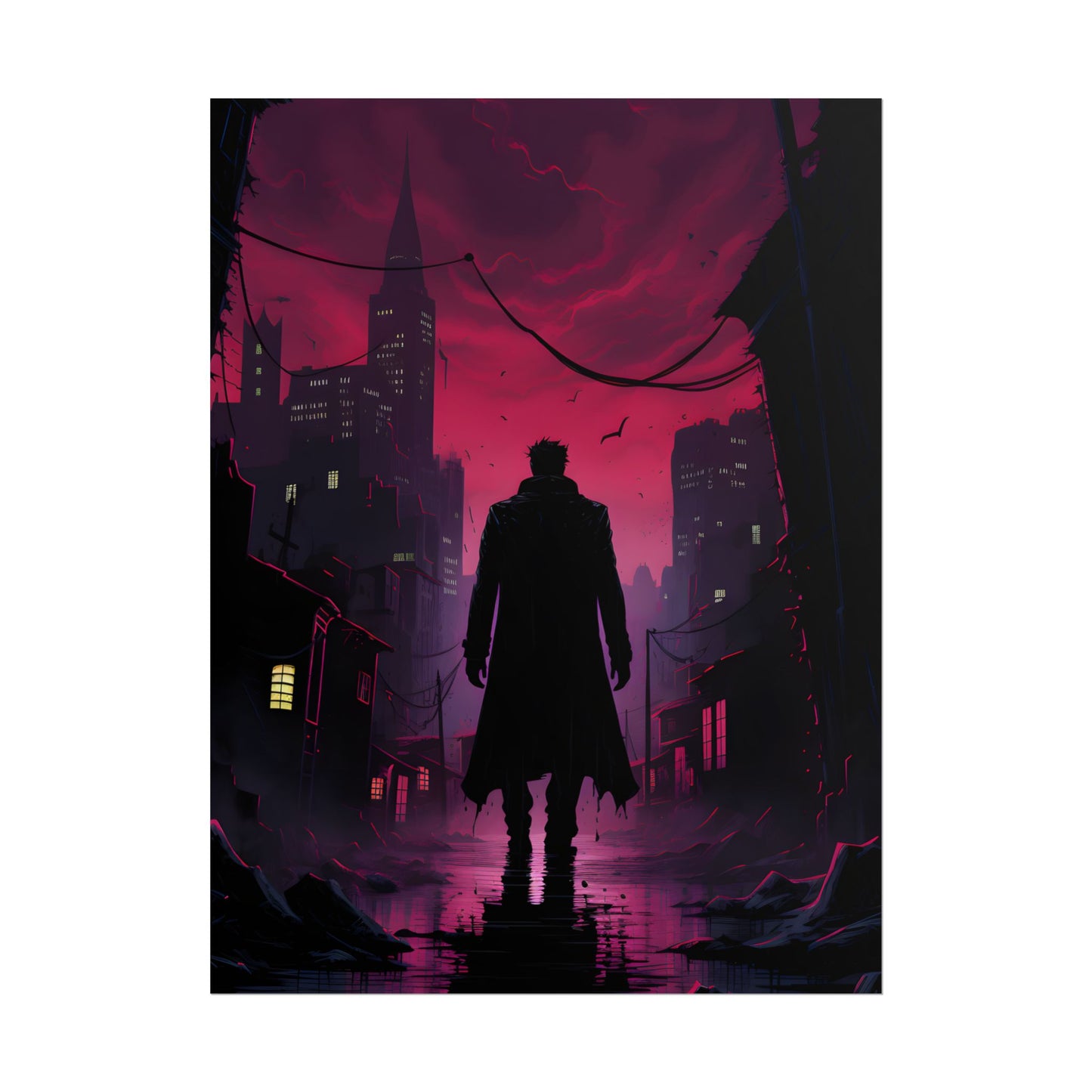 Gritty Urban Scene: Detective in Thought - Poster