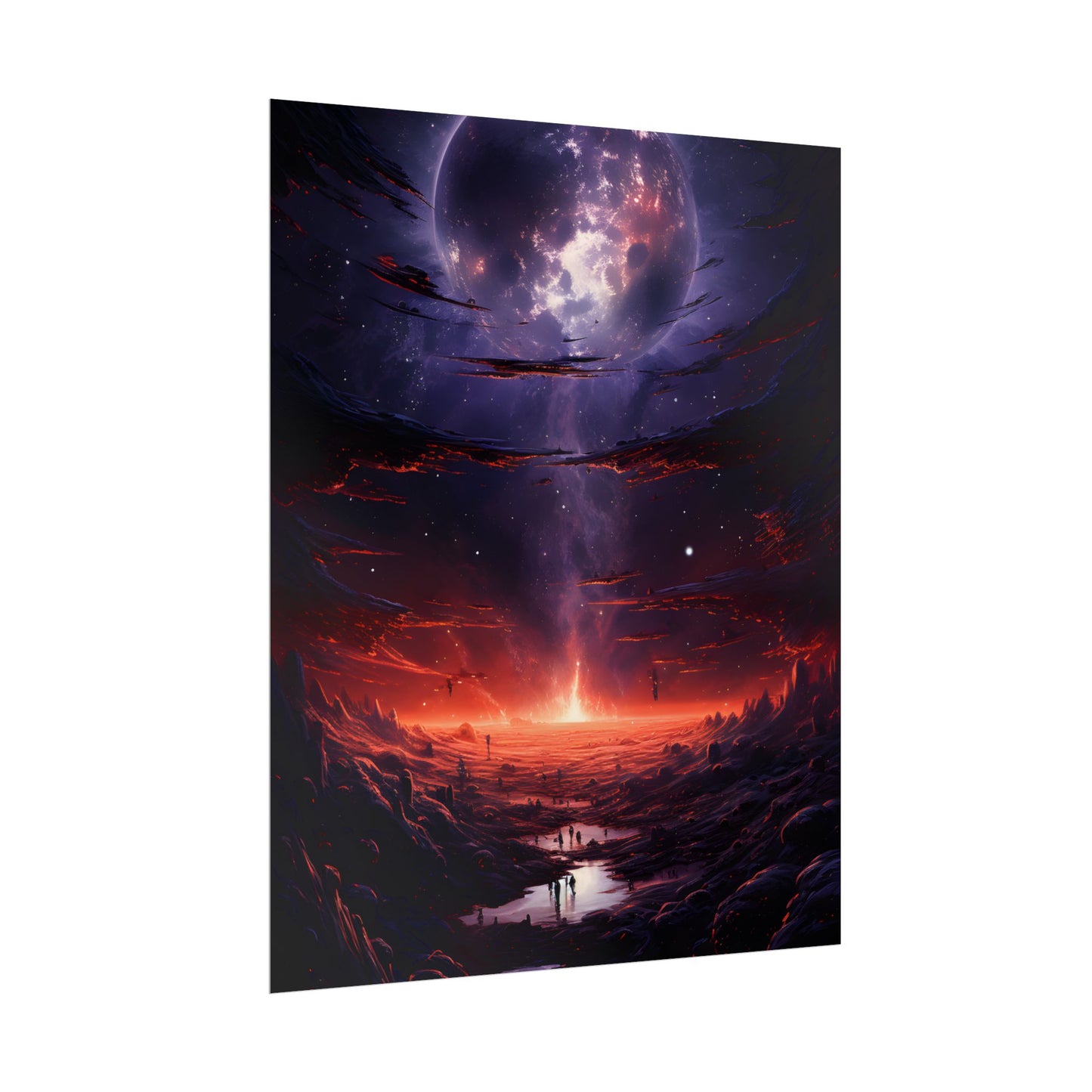 Vivid Black Hole Planet: A Detailed Cosmic Artwork - Poster