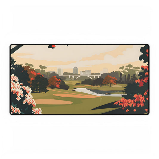 Retro Golf Illustration: Classic Course Art - Desk Mat