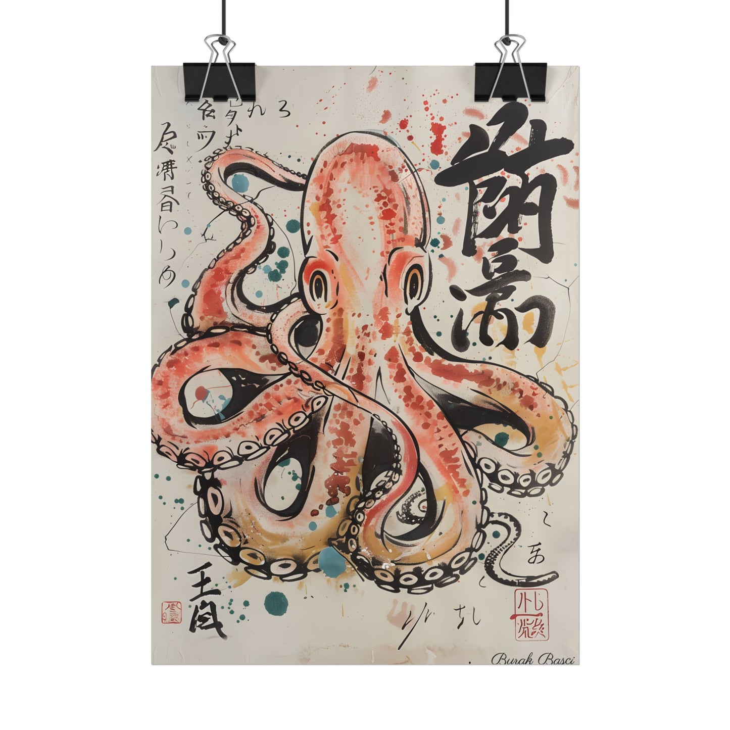 Traditional Japanese Octopus Artwork: Ukiyo-e Print - Poster