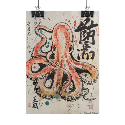 Traditional Japanese Octopus Artwork: Ukiyo-e Print - Poster