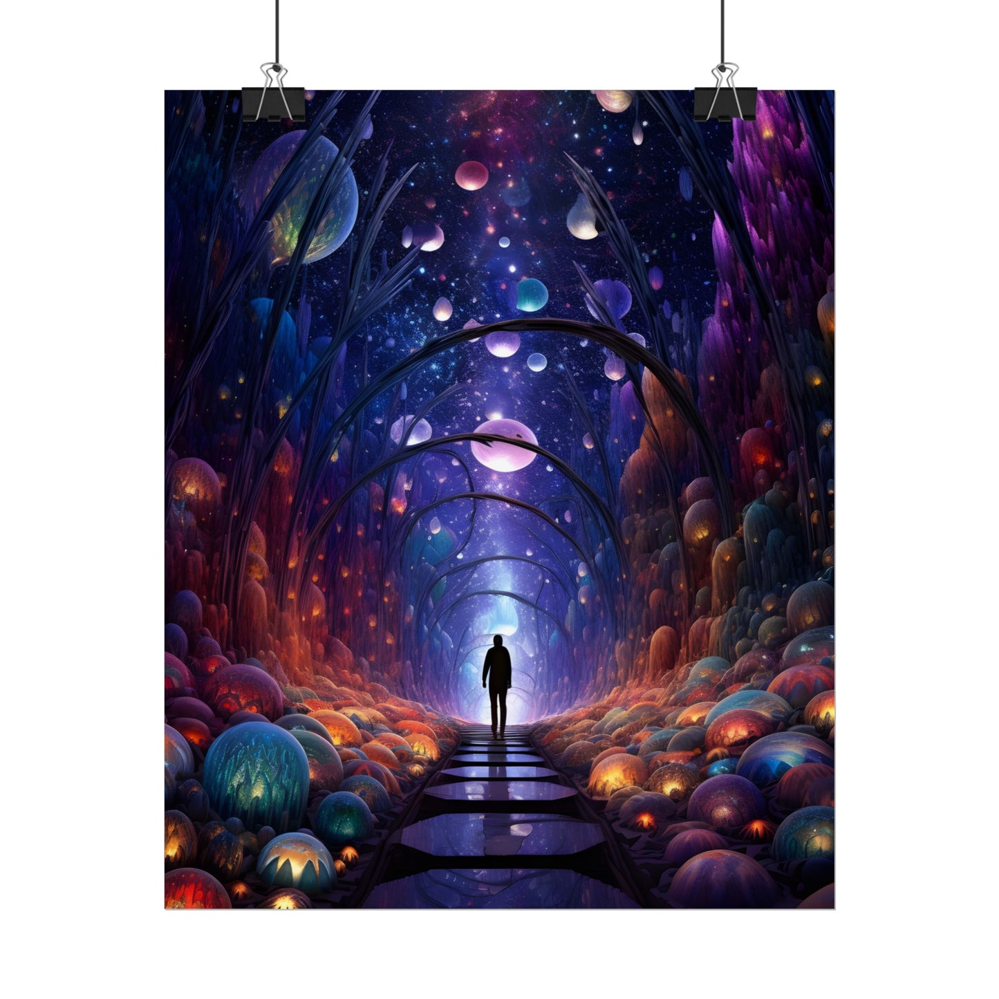 Celestial Art Gallery: Indoor Space with Starry Canvas - Poster