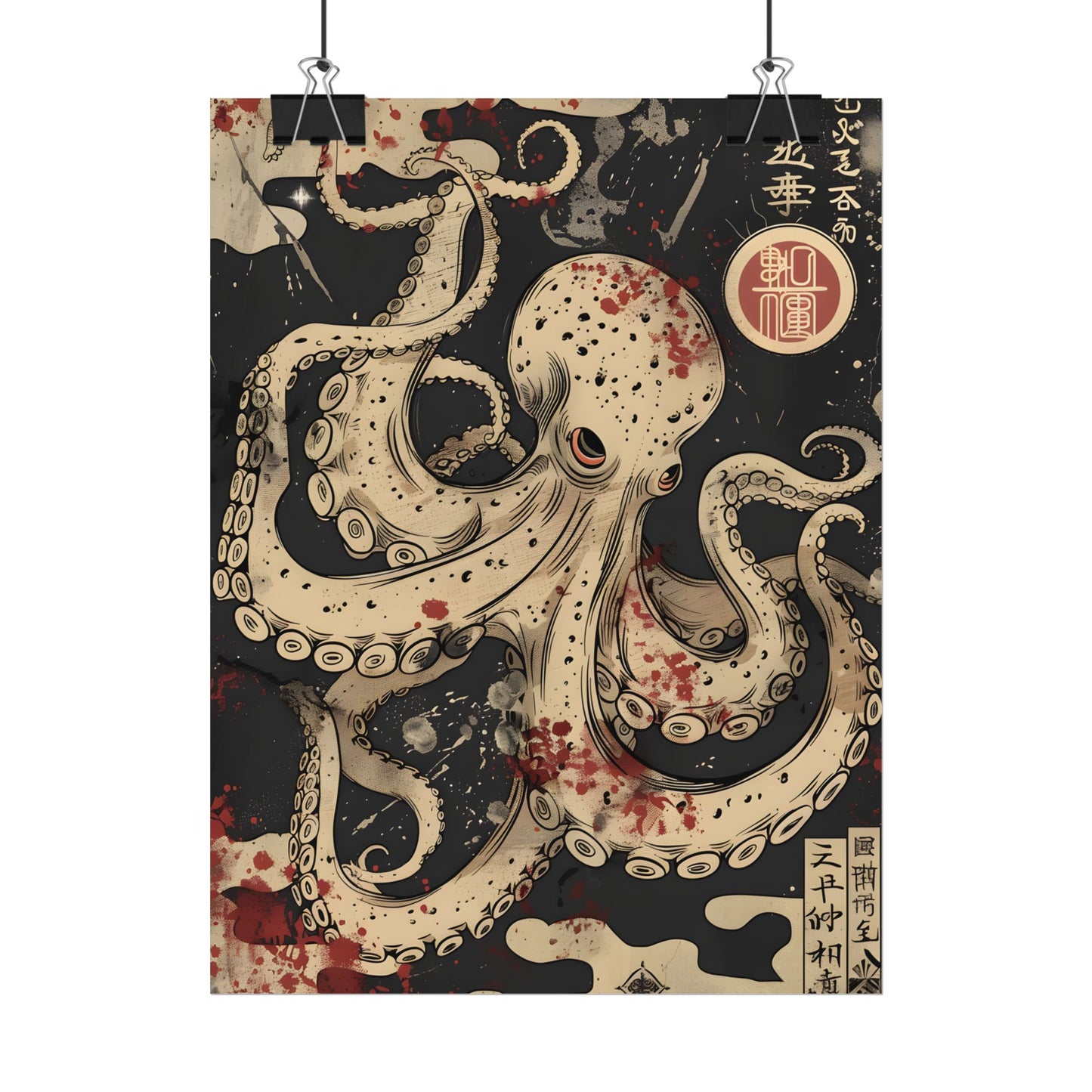 Stylized Japanese Octopus: Minimal Artwork - Poster