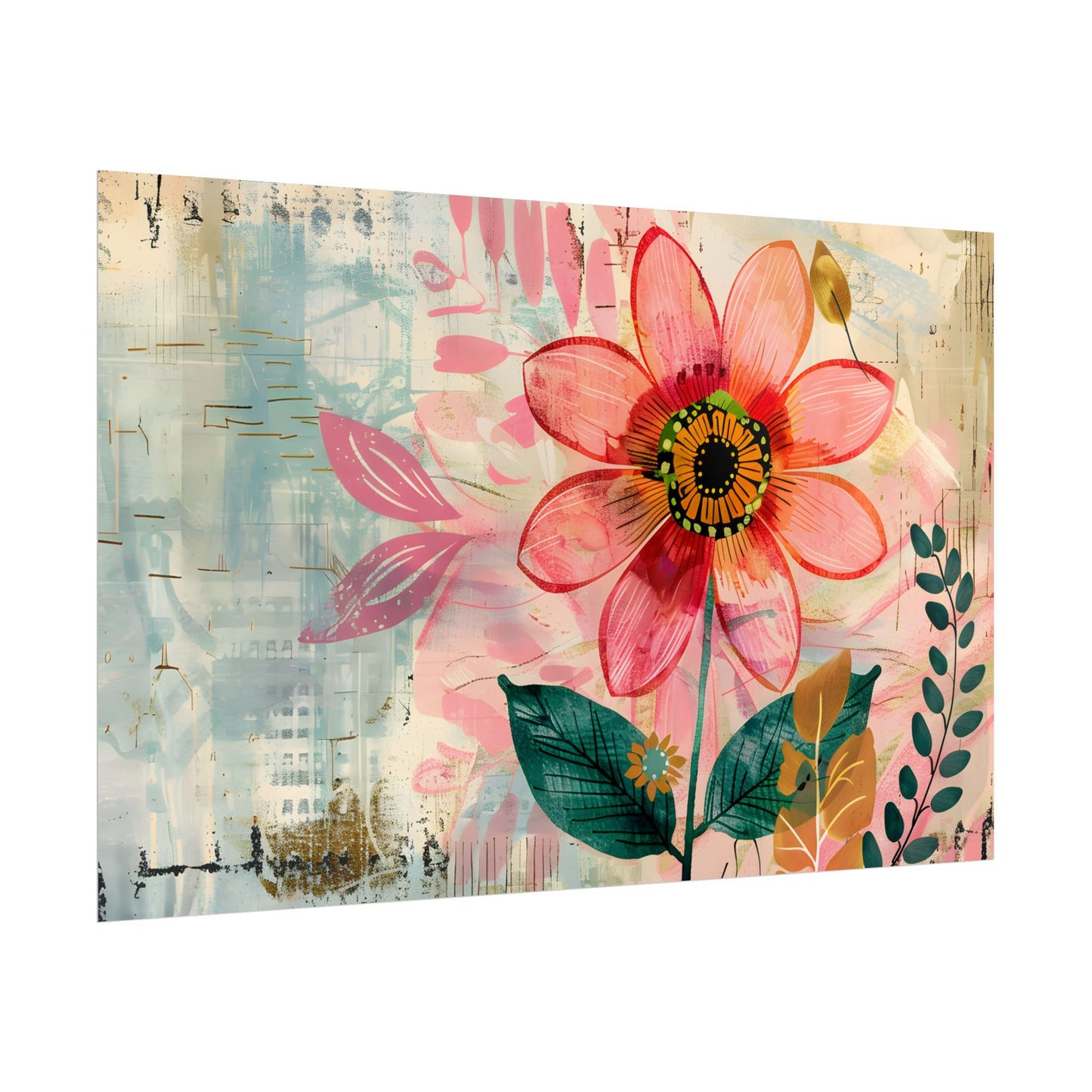 Blooming Growth: Whimsical Flower Art - Poster