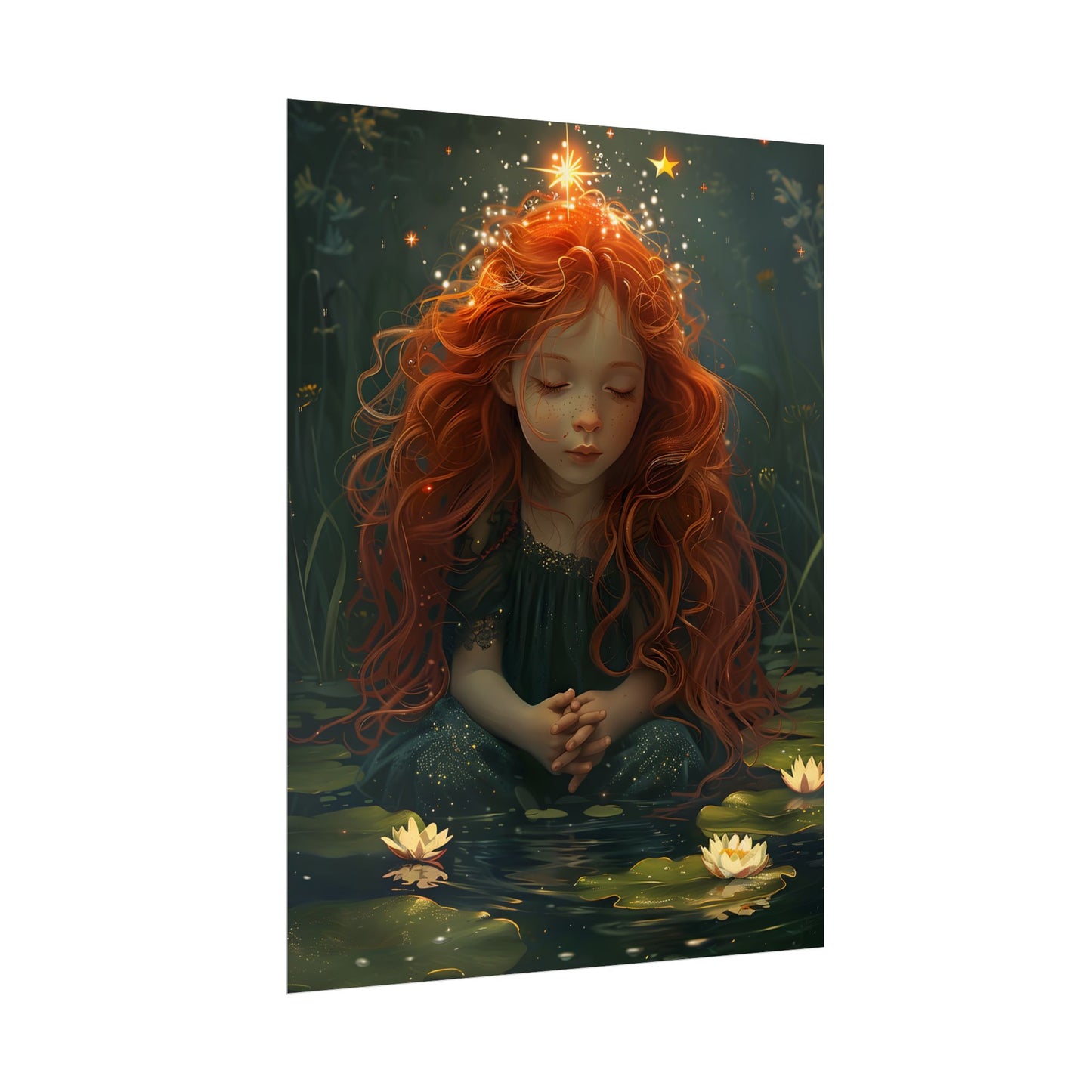 Sparkly Redhead Daydream: Young Girl Digital Art - Poster