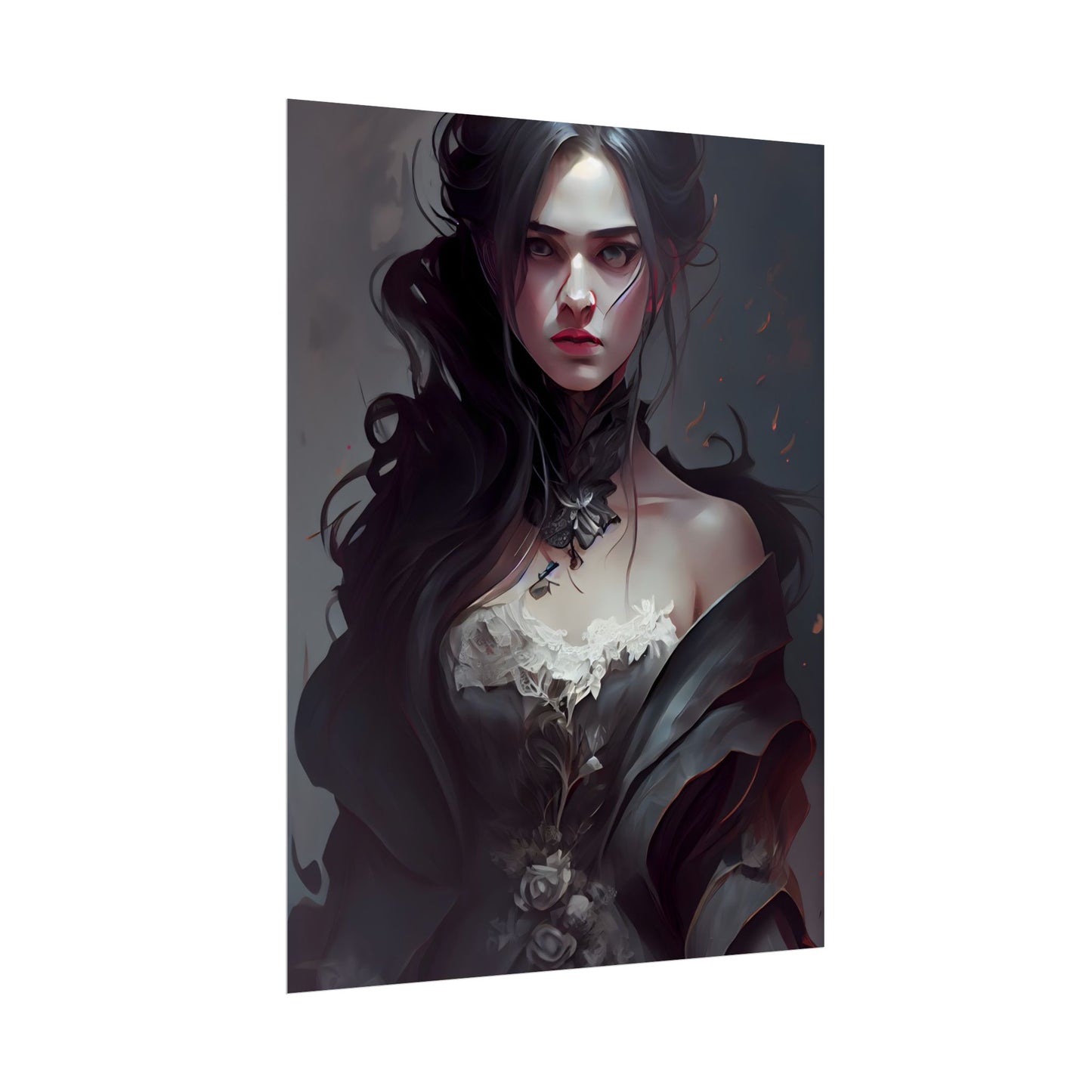 Black Haired Female Portrait: Elegant Outdoor Beauty - Poster
