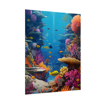 Vibrant Coral Reef Sanctuary: Tropical Marine Life Art - Poster