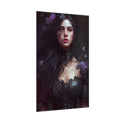 Striking Woman Portrait: Black Hair Artwork - Poster