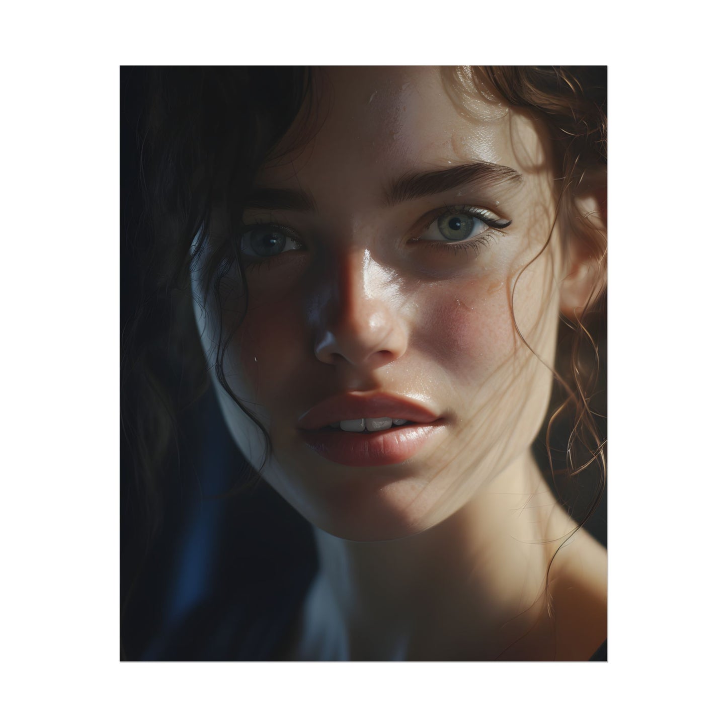 Smiling Portrait of a Woman: Close-Up Art - Poster