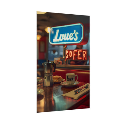 Retro Kitchen Diner Scene: Cozy Coffee Moment - Poster