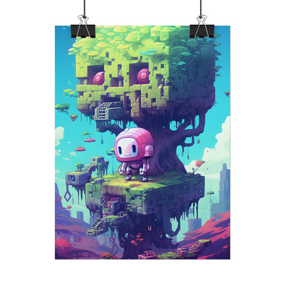 Futuristic Pixel Art: Cyber-Pet Adventure - Poster