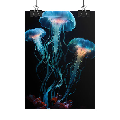 Bioluminescent Oceanic Ballet: Ethereal Underwater Dance - Poster