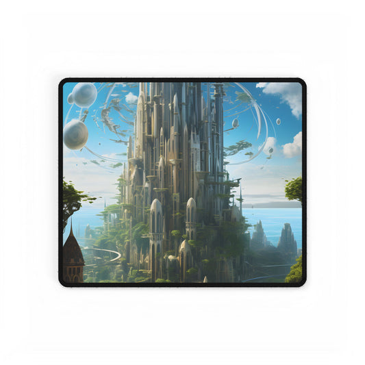 Breathtaking Floating City: Urban Waterways Digital Art - Desk Mat
