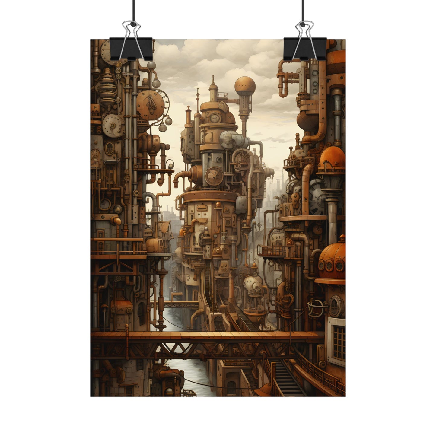Steampunk Cityscape: Vintage Parisian Dreamscape - Poster
