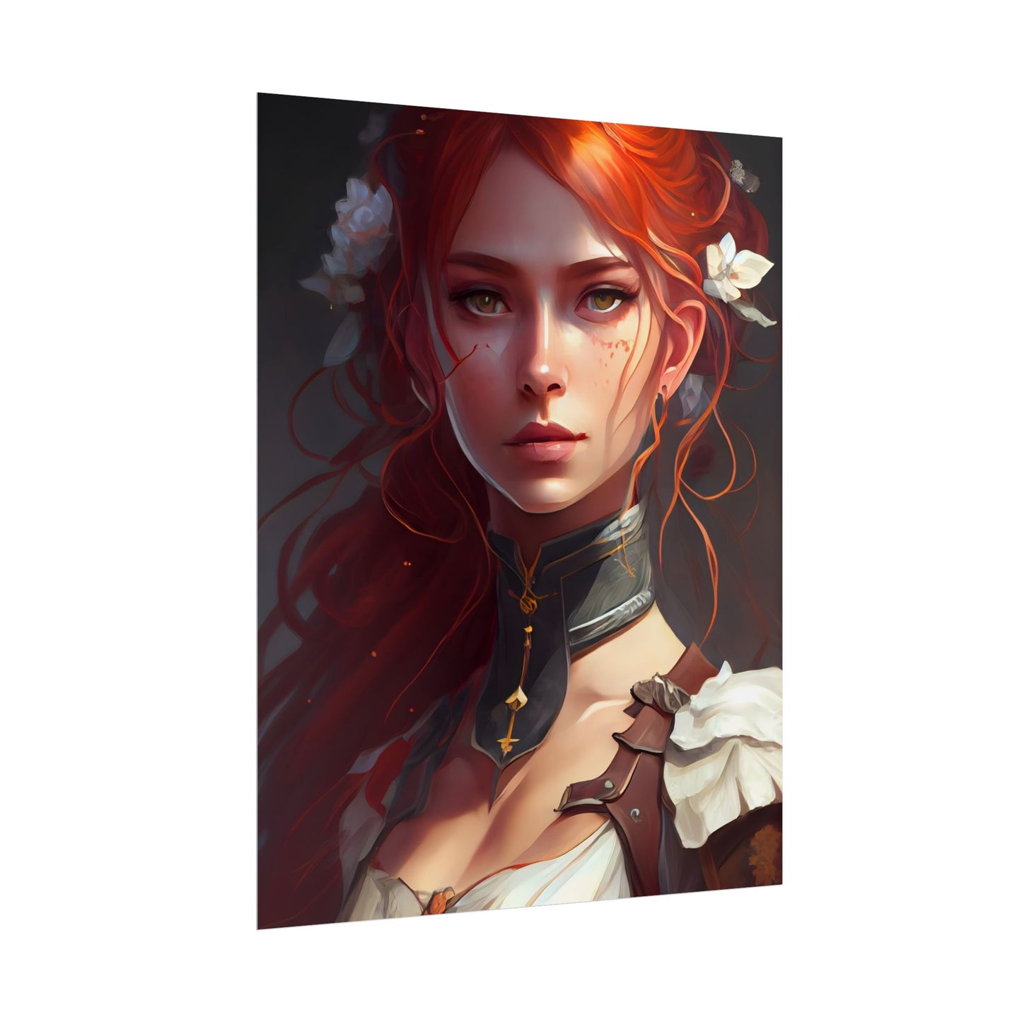 Redheaded Beauty: Formal Portrait in Dark Dress - Poster
