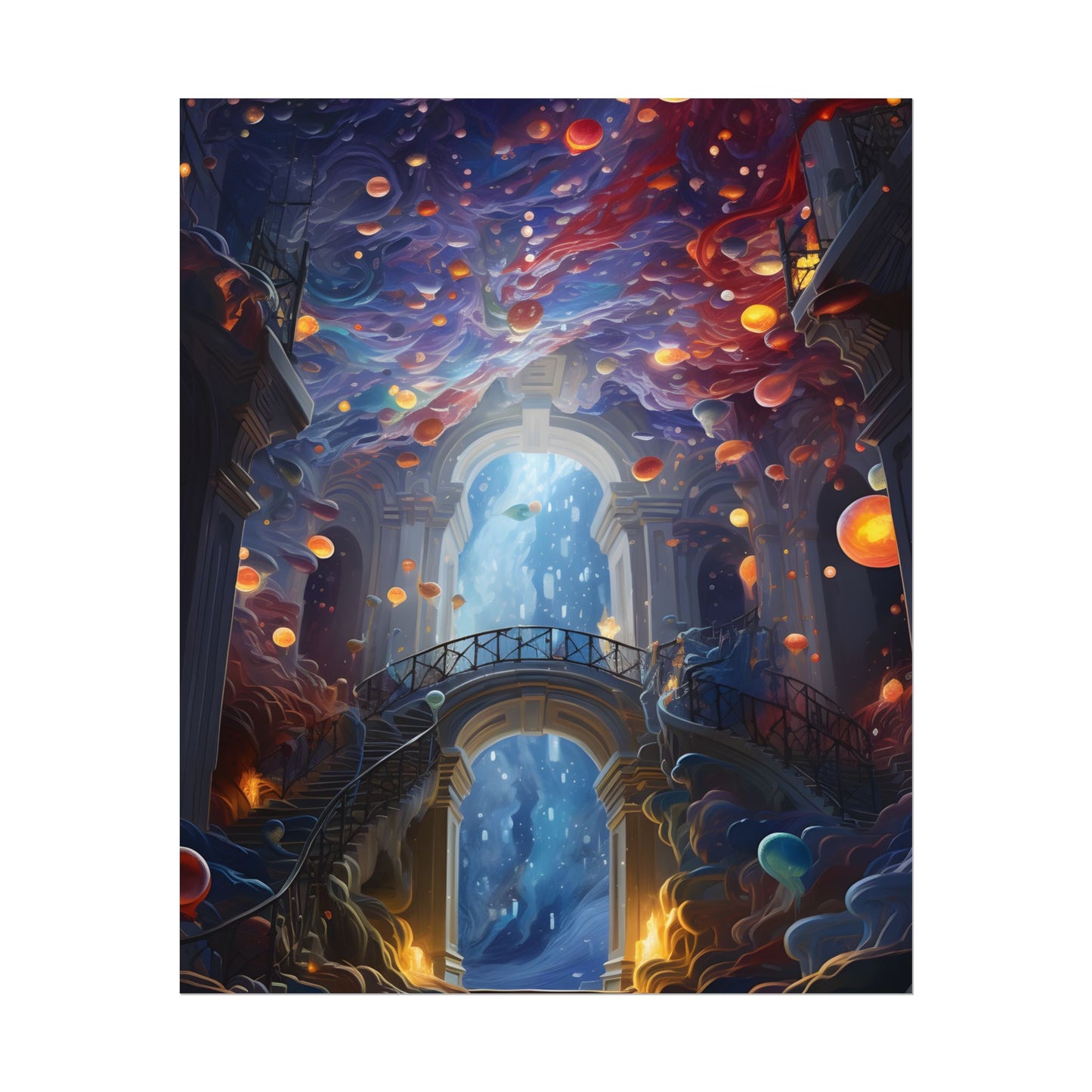 Celestial Art Gallery: Atmospheric Interior Space - Poster