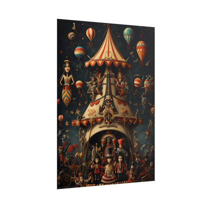Whimsical Clockwork Circus: Fantastical Artwork in Vibrant Colors - Poster