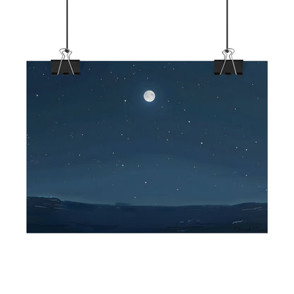 Starry Night Sky: Minimalist Beauty in Blue - Poster