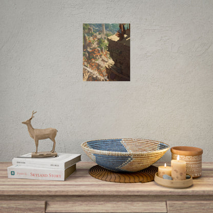 Dramatic Anime Bird's Eye View: Blonde Female in Action with Flying Birds - Poster