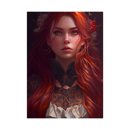 Redhead Female Portrait in a Dress - Poster