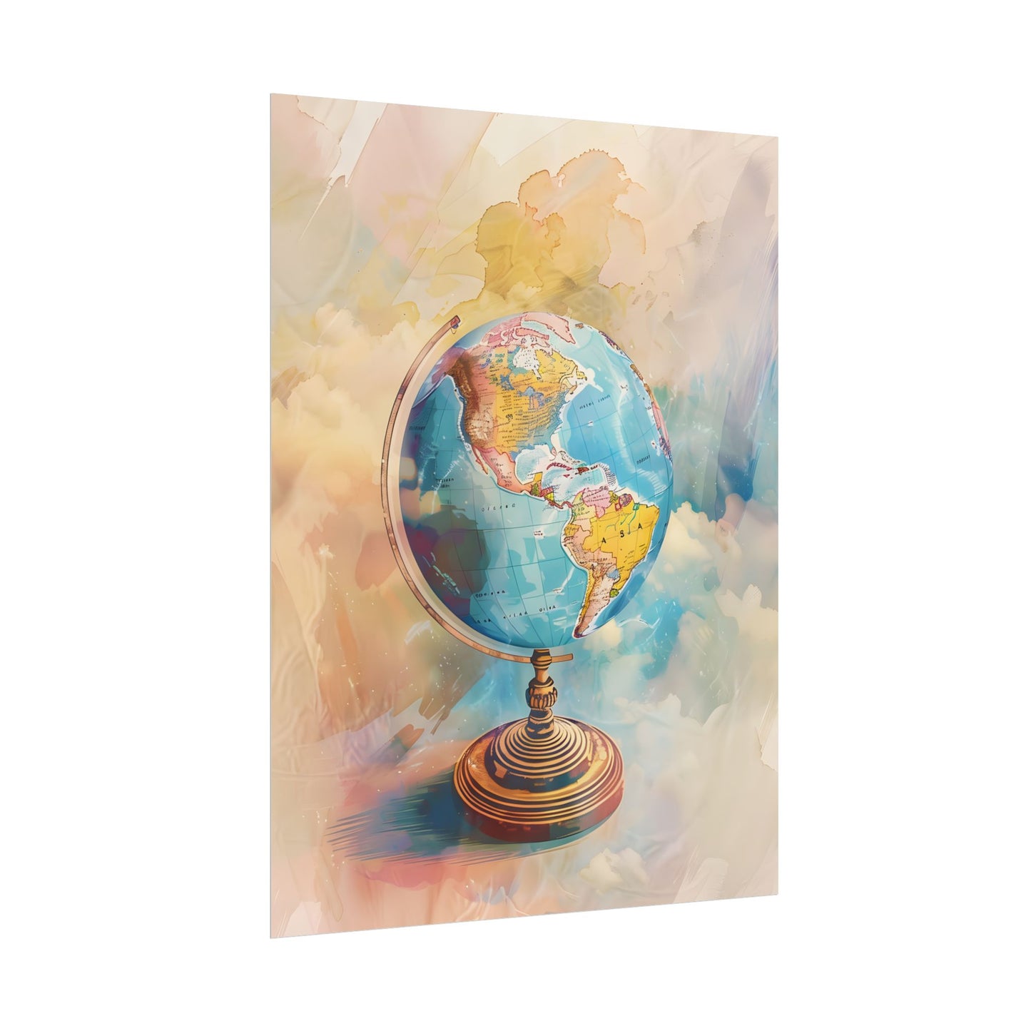 Vintage Globe Adventure: 80 Iconic Landmarks on a Classic Map - Poster