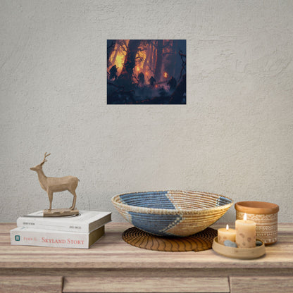 Forest Gathering at Sunset: Peaceful Woodland Scene - Poster