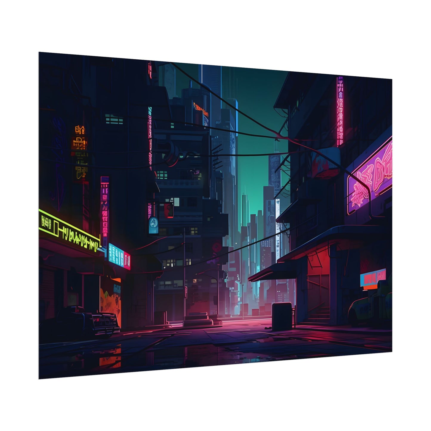 Nightfall in Neo-City: A Melancholic Cyberpunk Scene - Poster
