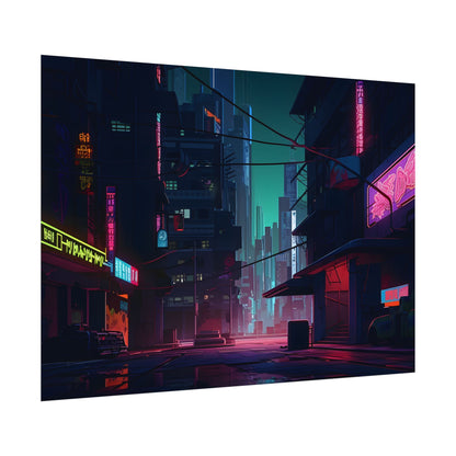 Nightfall in Neo-City: A Melancholic Cyberpunk Scene - Poster