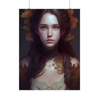 Brown Hair Female Portrait: Artistic Style Digital Art - Poster