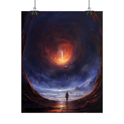 Mysterious Black Hole Cosmos: Space Art with Planetary Orbits - Poster