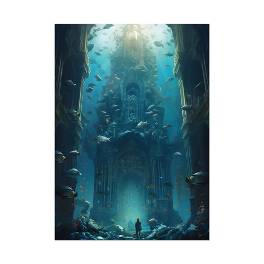 Lost Underwater City: Ancient Civilization Sunken in Blue Waters - Poster