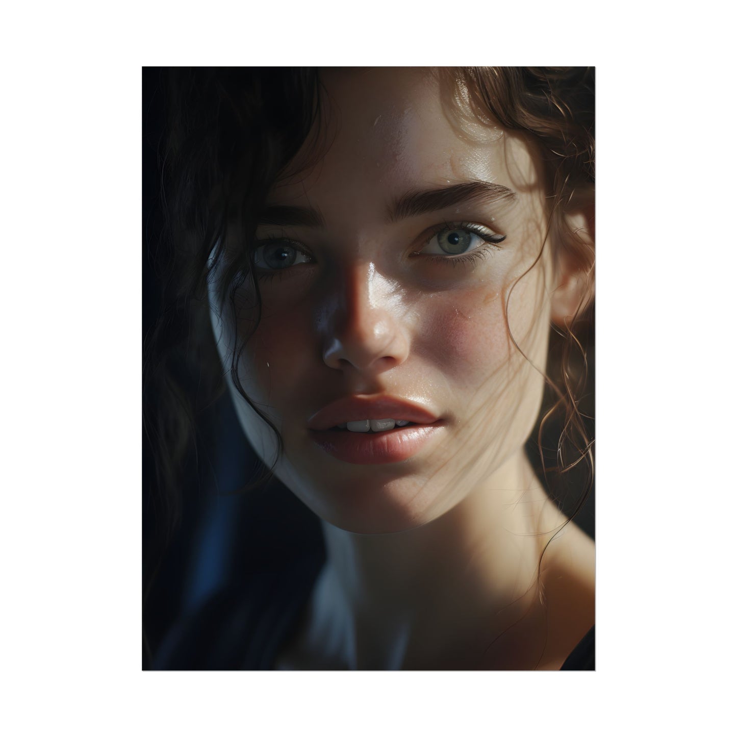 Smiling Portrait of a Woman: Close-Up Art - Poster