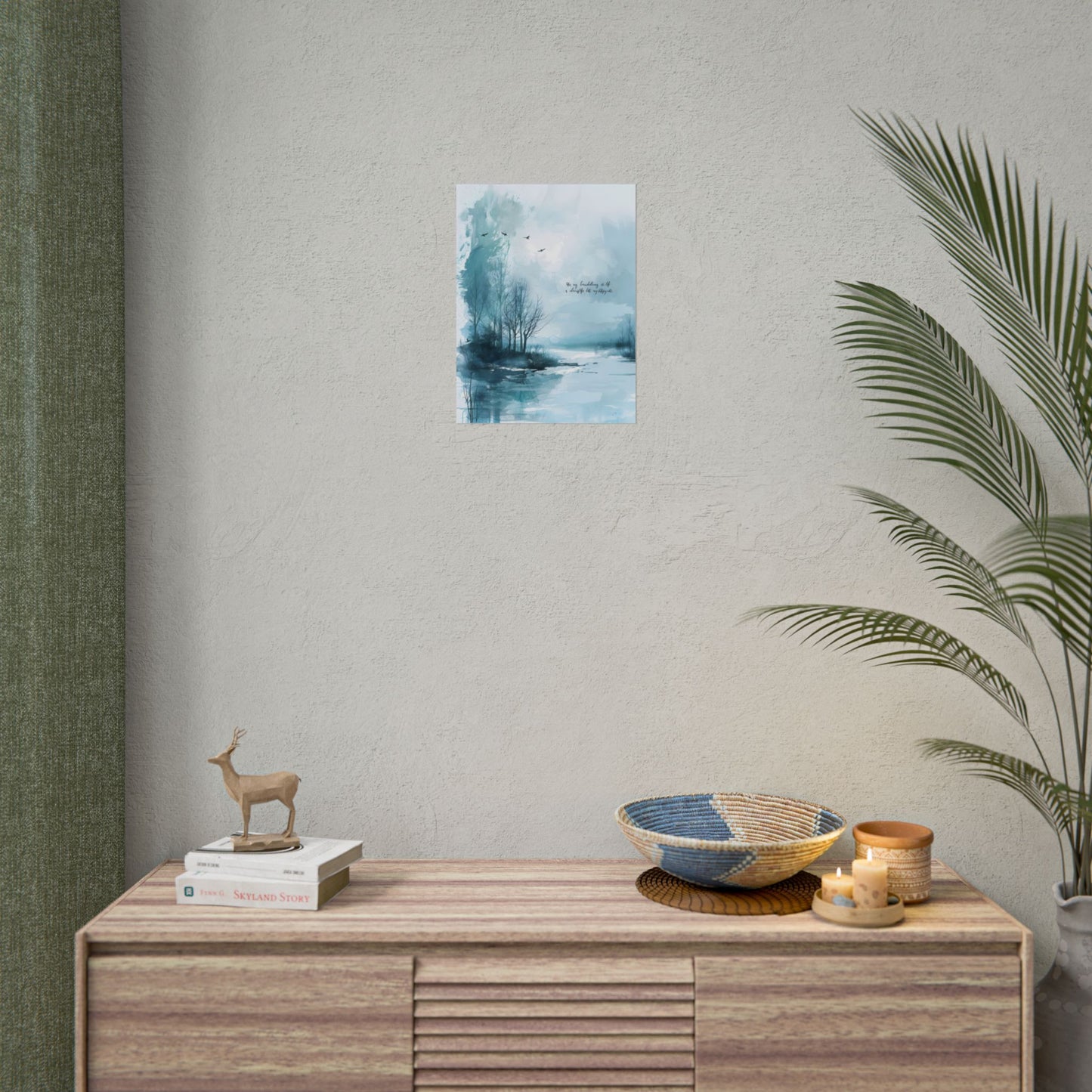 Serene Landscape: A Peaceful Nature Scene with Inspirational Quote - Poster