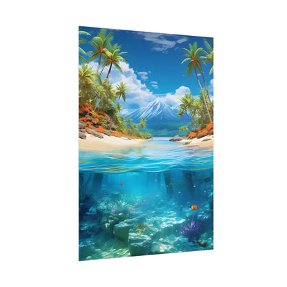 Tropical Paradise Tranquility: Lush Island Getaway Art - Poster