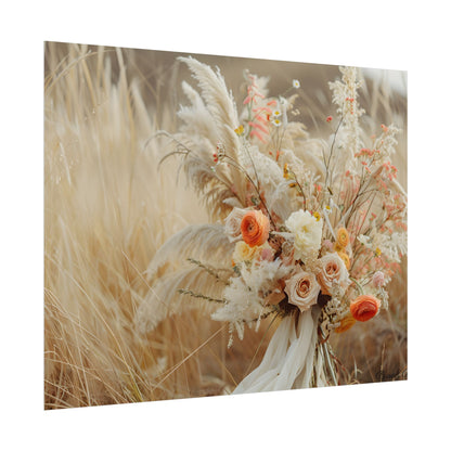 Whimsical Floral Oasis: Vibrant Pampas Artwork - Poster