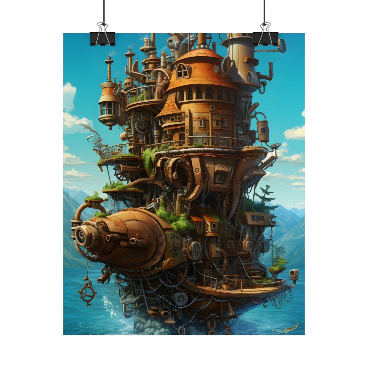 Oceanic Steampunk Treasure Dive: Underwater Adventure Artwork - Poster