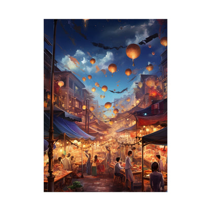 Magical Street Food Market: Enchanted Eats in Full Bloom - Poster