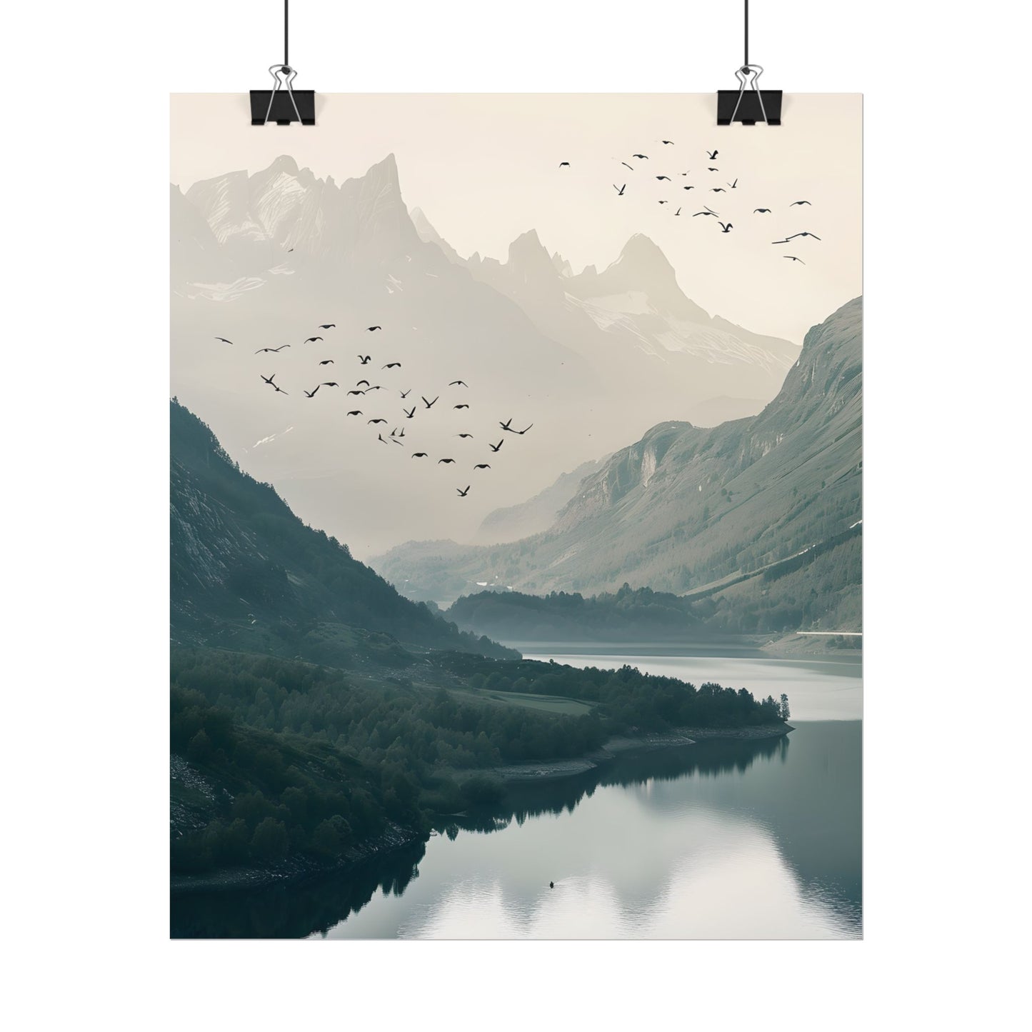Serene Mountain Lake: A Peaceful Nature Artwork - Poster