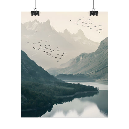 Serene Mountain Lake: A Peaceful Nature Artwork - Poster