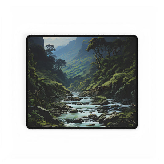 Breathtaking Blue Waterfall: Oil Painting Masterpiece - Desk Mat