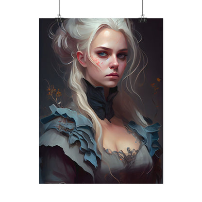 Blonde Profile Portrait: Simple Daylight Dress Art - Poster