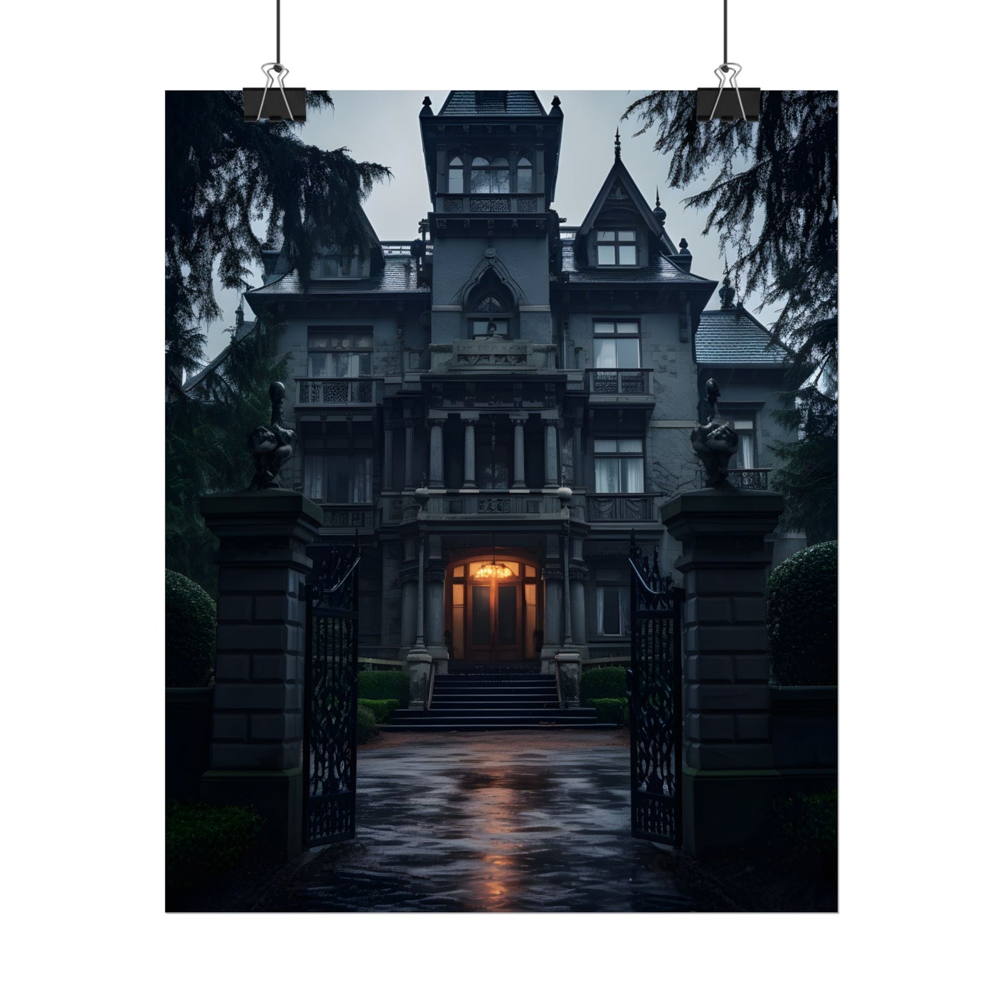 Haunted Victorian Mansion: Spooky Atmosphere Artwork - Poster