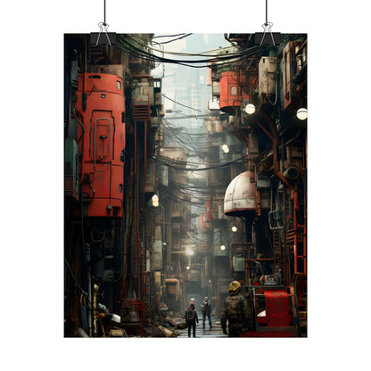 A New Era Unfolds: Post-Apocalyptic Steampunk Cityscape - Poster