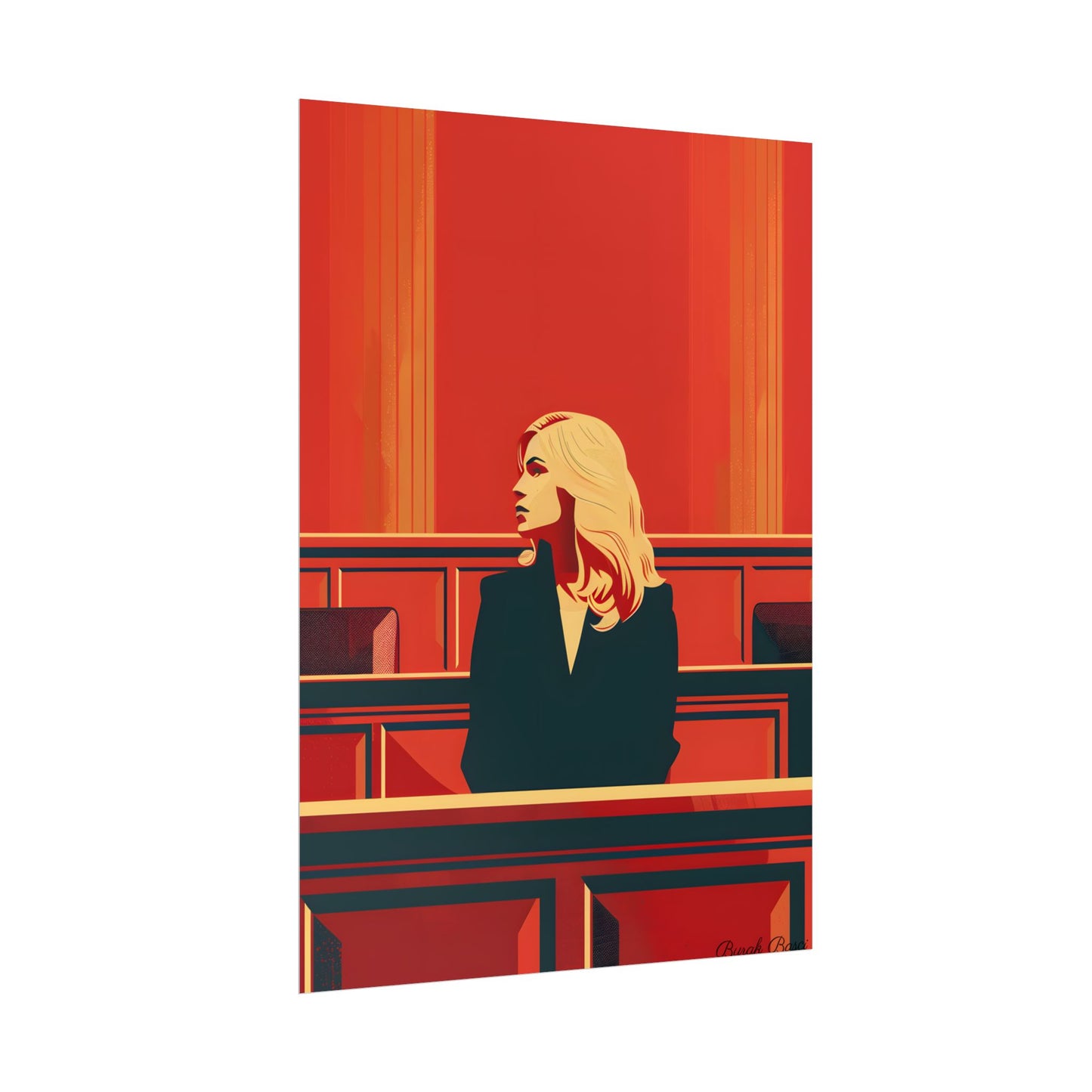 Elegant Woman in White: Modern Art Portrait - Poster