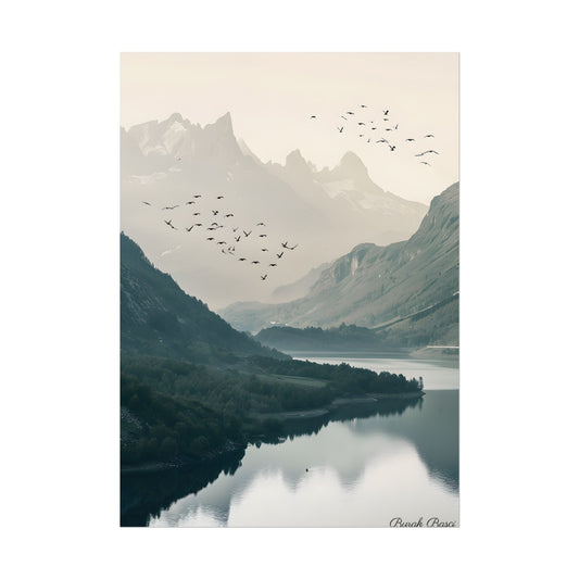 Serene Mountain Lake: A Peaceful Nature Artwork - Poster