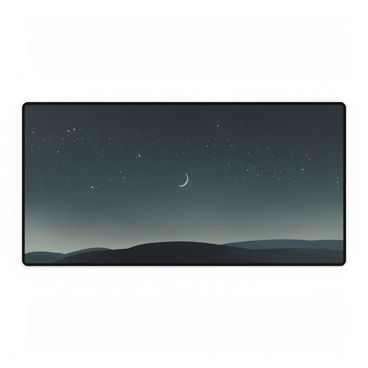 Minimalist Night Sky: Blue-Gray Evening Scene Digital Art - Desk Mat