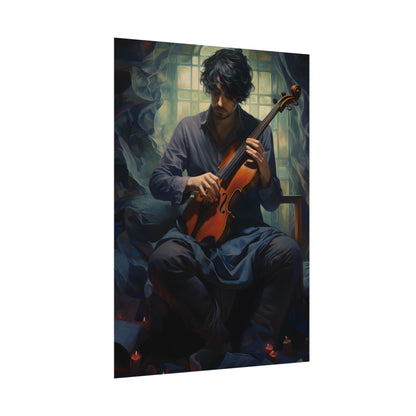 Mysterious Musician: Intimate Guitar Portrait - Poster