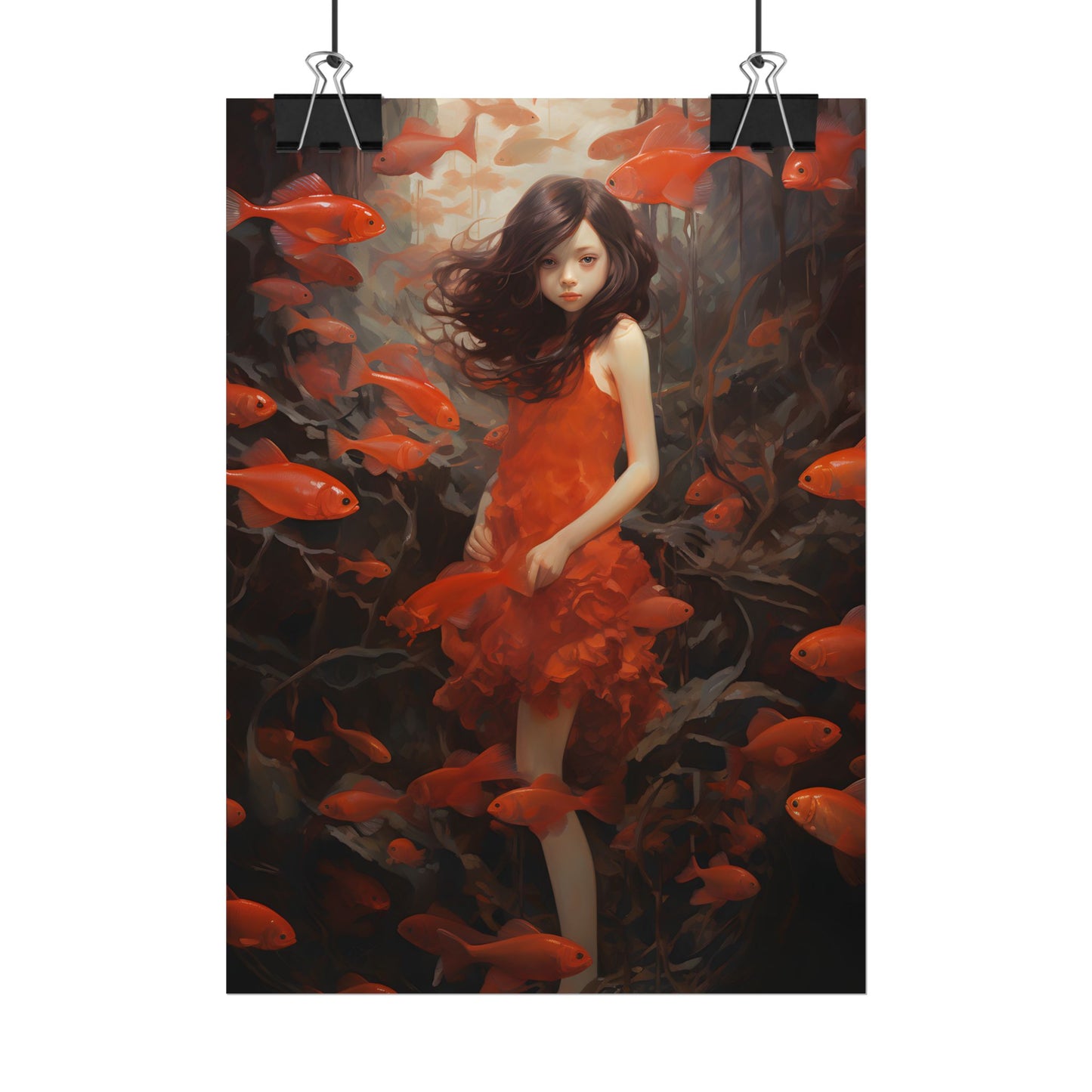 Simple Orange Still Life: Casual Wooden Table Art - Poster