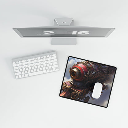 Steampunk Skyliner Thrill: Exciting Race in Flight - Desk Mat